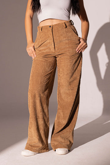 Camel Velvet Oversize Pants