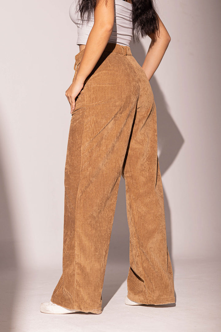 Camel Velvet Oversize Pants