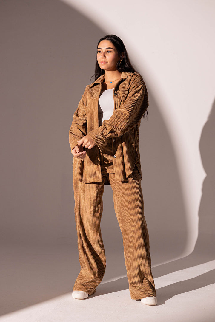 Camel Velvet Oversize Pants