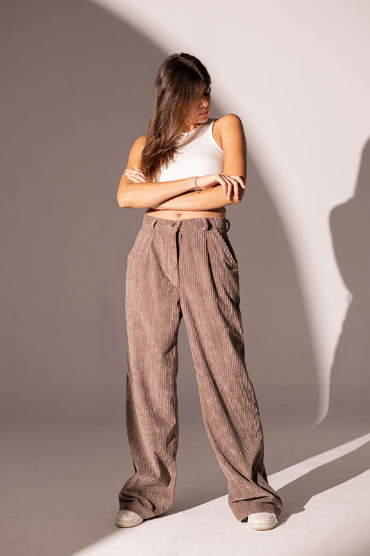 Grey Velvet Oversize Pants