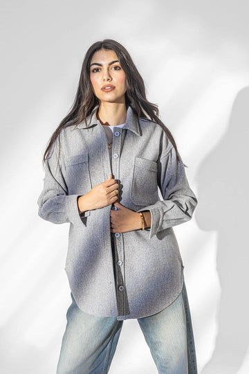 Grey Patterned Winter Shirt