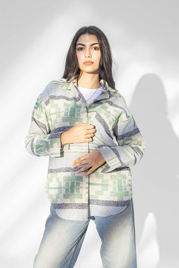 Green Patterned Winter Shirt With Capicho