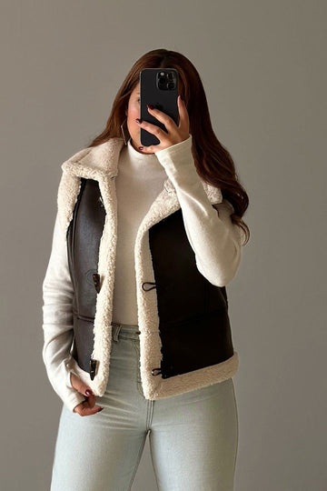 Brown Fur Leather Vest