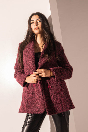 Burgandy Coest Fur Blazer