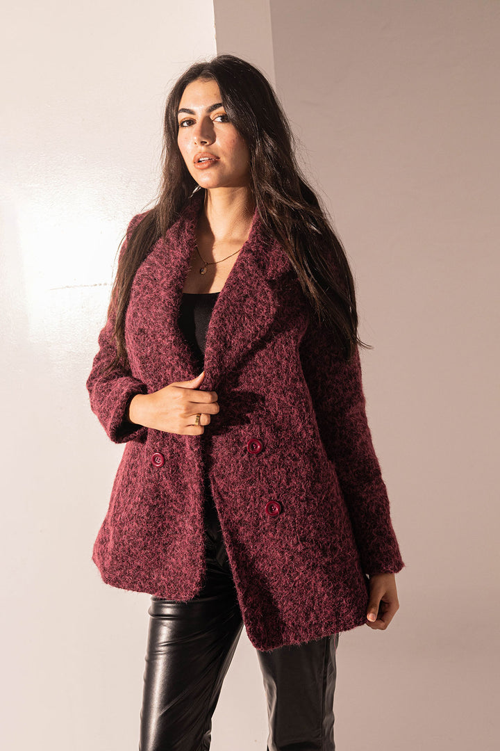 Burgandy  Croisette Fur Blazer