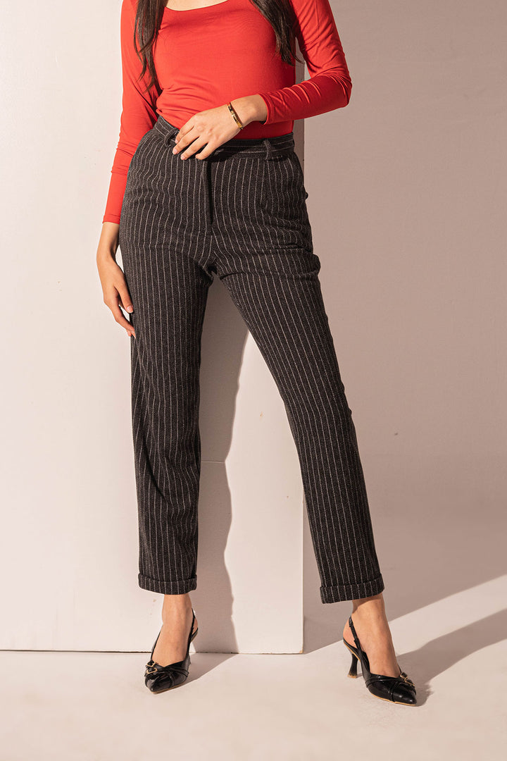 Black Stripped Winter Pants