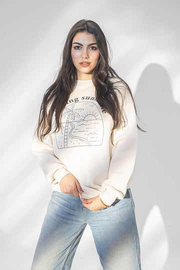 Beige Printed Comfort Sweatshirt