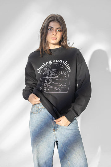 Black Printed Comfort Sweatshirt