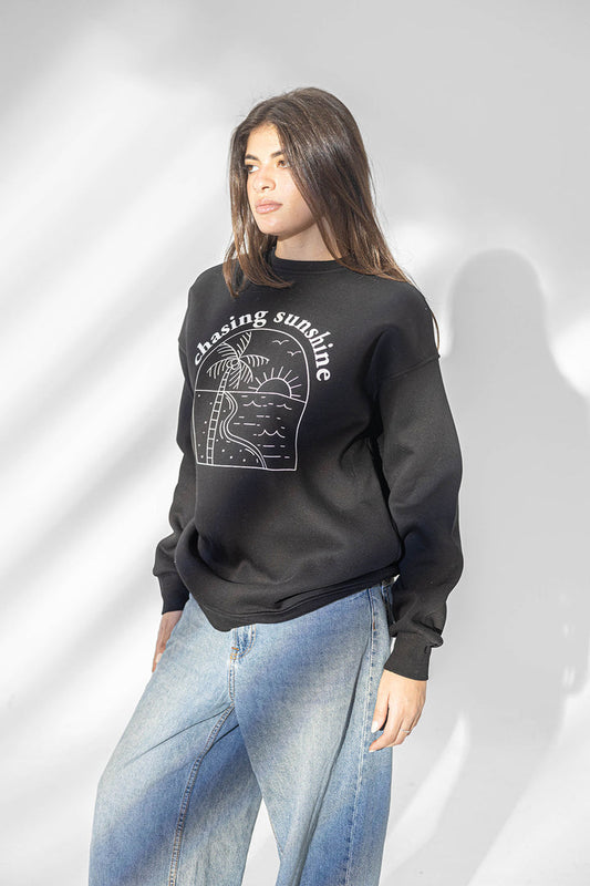 Black Printed Comfort Sweatshirt