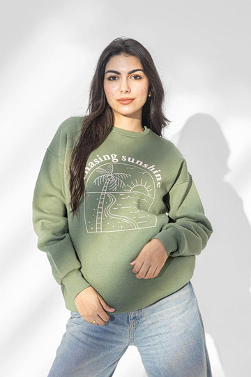 Green Printed Comfort Sweatshirt