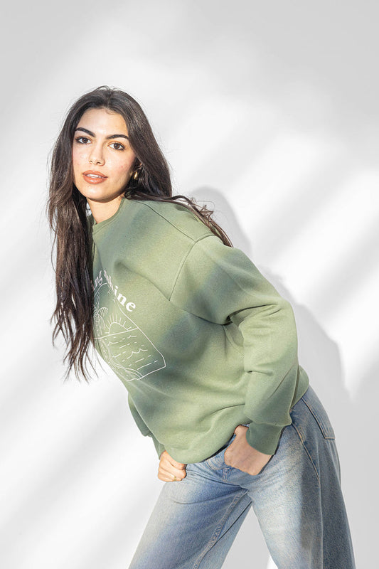 Green Printed Comfort Sweatshirt