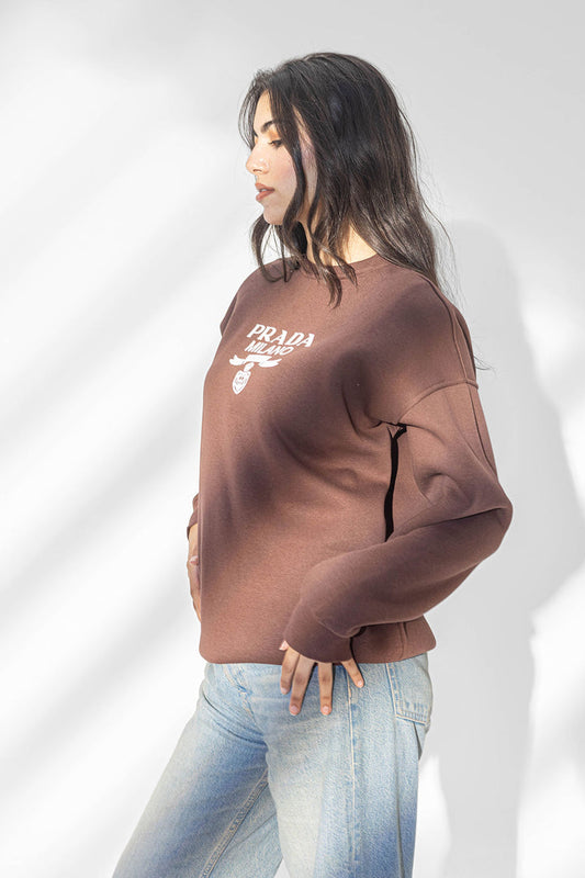 Brown Printed Comfort Sweatshirt