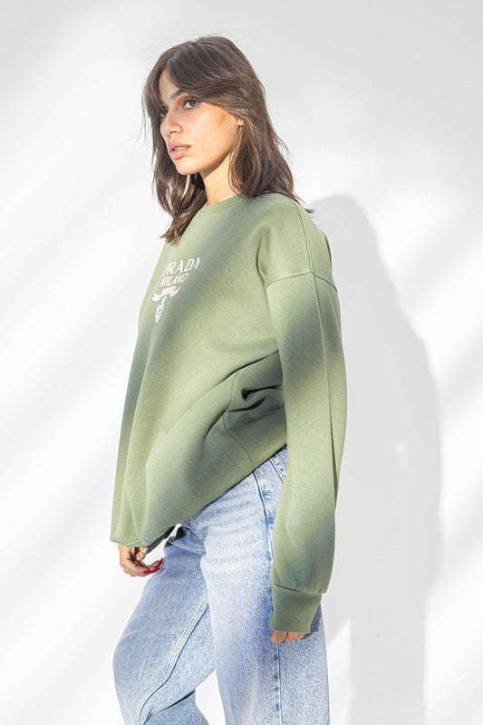 Green Printed Comfort Sweatshirt