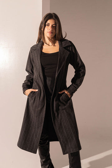 Black Striped Long Coat