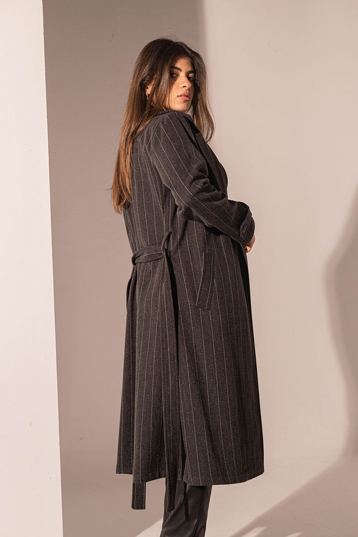 Black Striped Long Coat