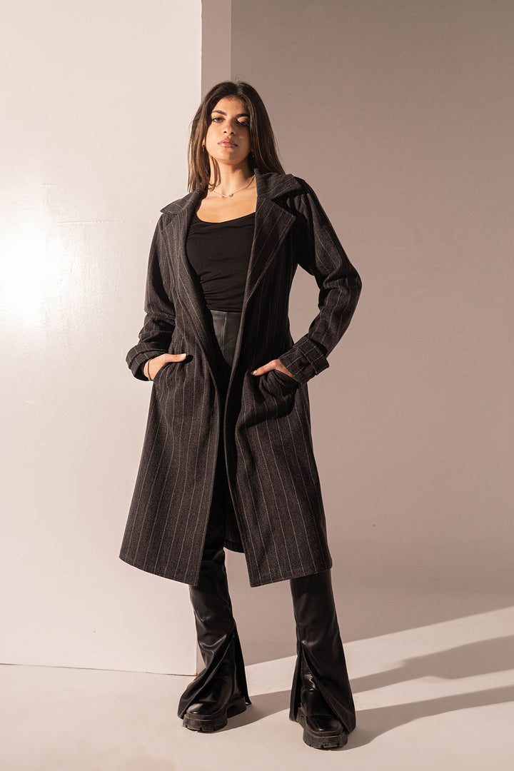 Black Striped Long Coat