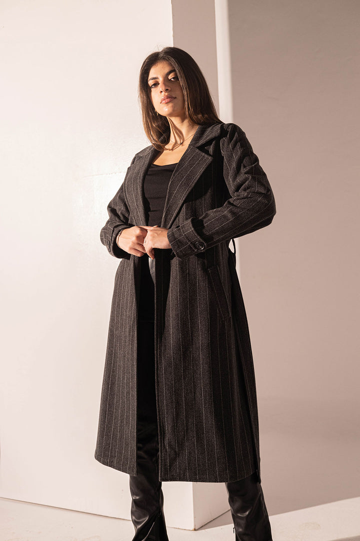 Black Striped Long Coat