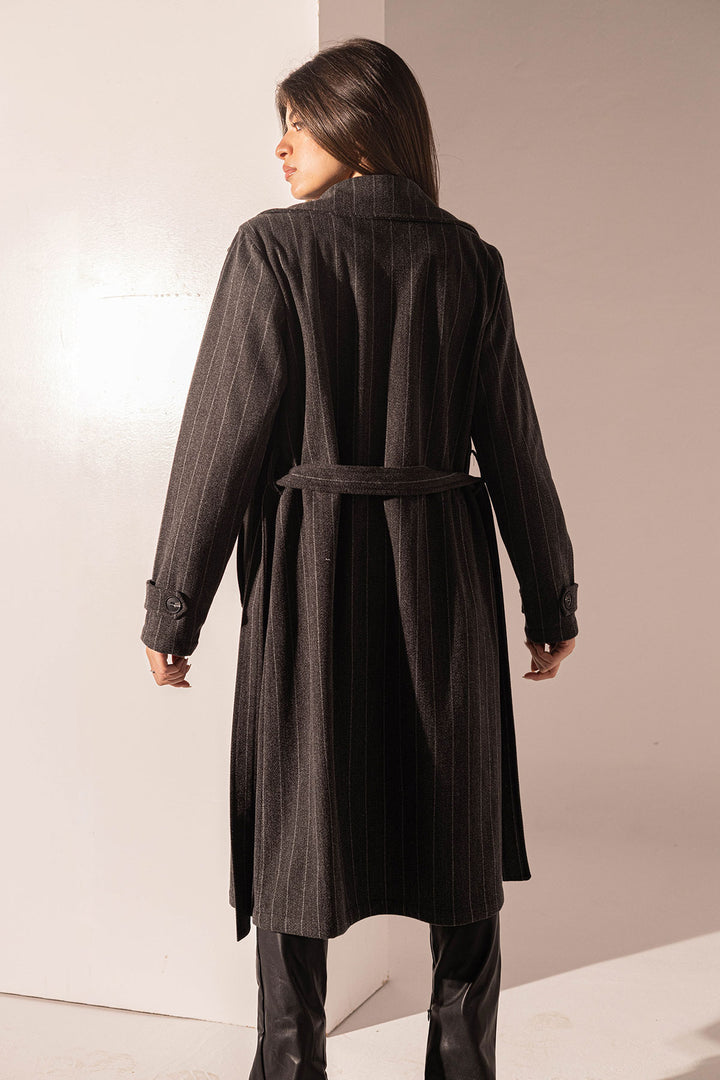 Black Striped Long Coat