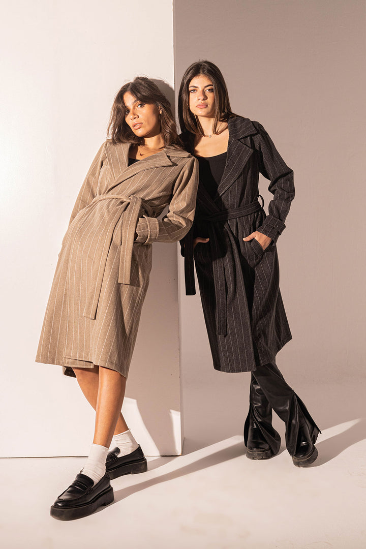 Black Striped Long Coat