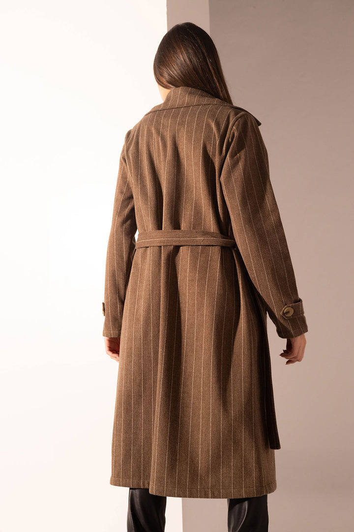 Brown Striped Long Coat