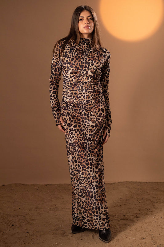 Brown Leopard Winter Dress