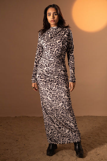 Grey Leopard Winter Dress