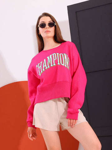 Pink Comfy Printed Sweatshirt