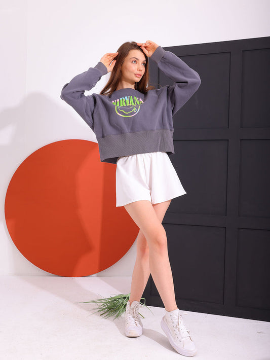 Grey Comfy Printed Sweatshirt