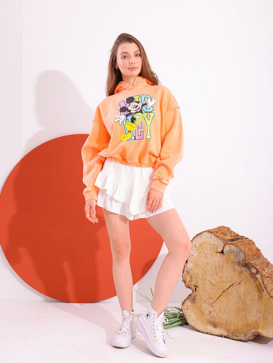 Orange Comfy Printed Sweatshirt