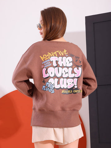 Brown Comfy Printed Sweatshirt