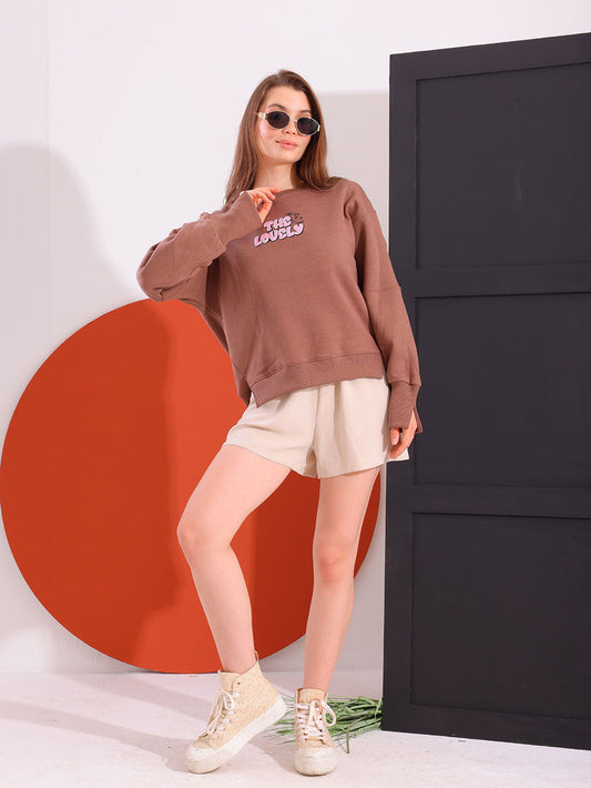 Brown Comfy Printed Sweatshirt