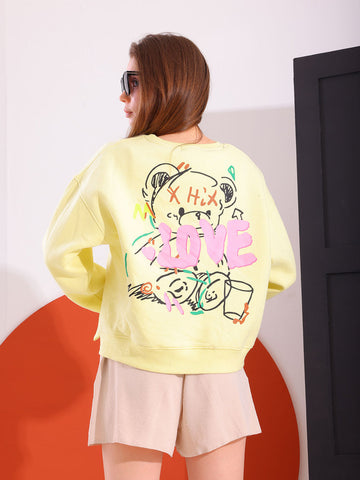 Yellow Comfy Printed Sweatshirt