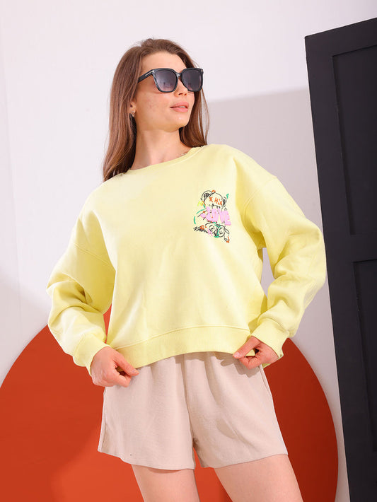 Yellow Comfy Printed Sweatshirt