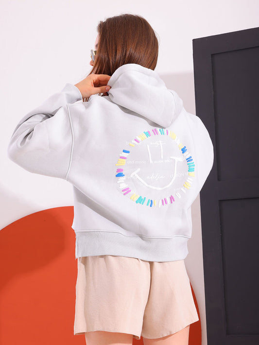 Grey Comfy Printed Hoodie