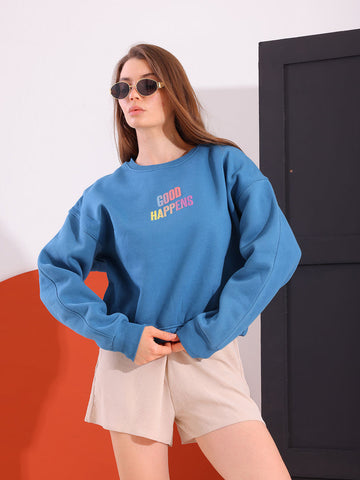 Blue Comfy Printed Sweatshirt