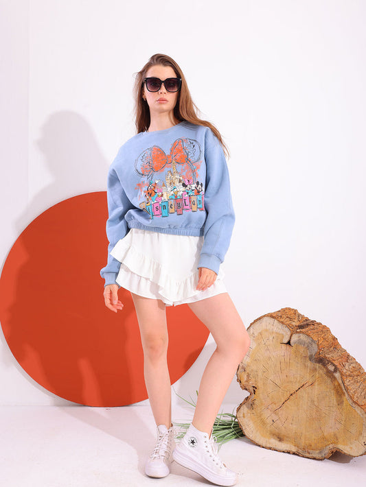 Blue Comfy Printed Sweatshirt