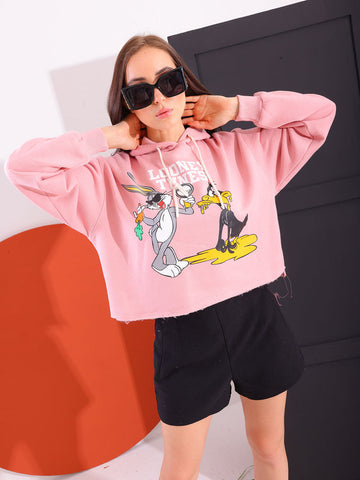 Pink Comfy Printed Sweatshirt