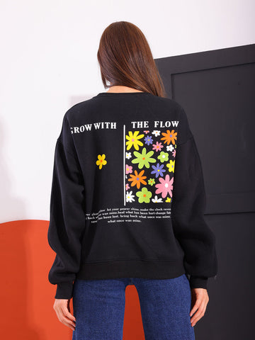 Black Comfy Printed Sweatshirt