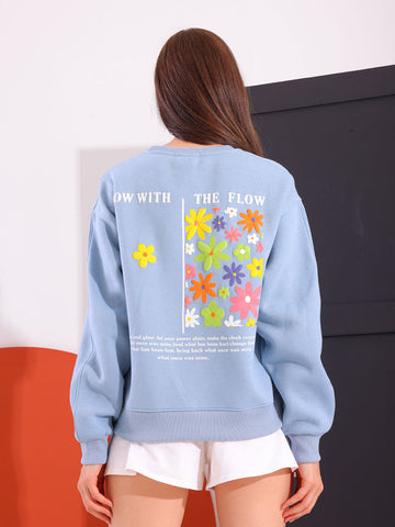 Blue Comfy Printed Sweatshirt