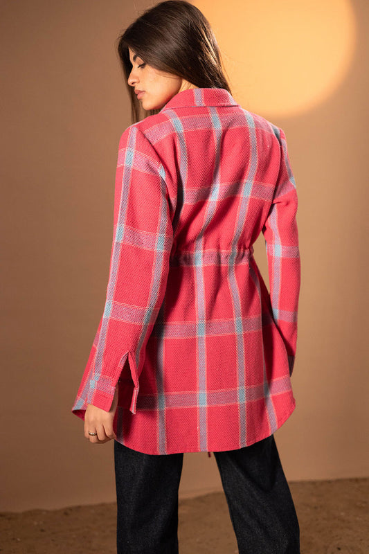 Pink Checkers Long Tied Shirt