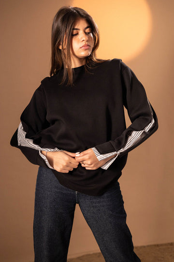 Black Layered Sweatshirt