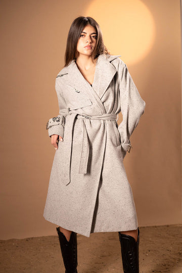 Grey Winter Embroidered Coat