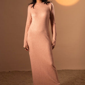 Simon Finger-Sleeves Wool Basic Dress
