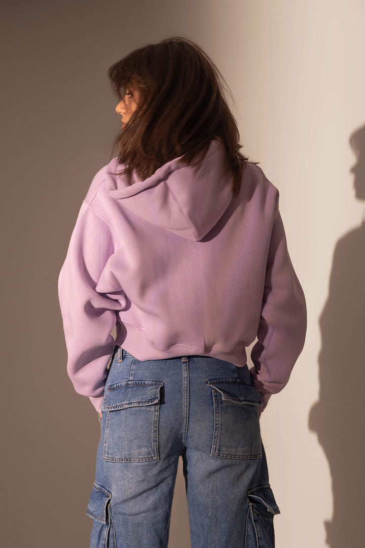 Purple Cropped Zipper Hoodie