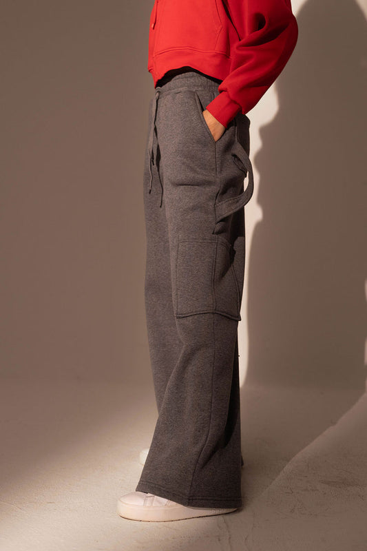 DarkGrey Wide leg Sweat Pants