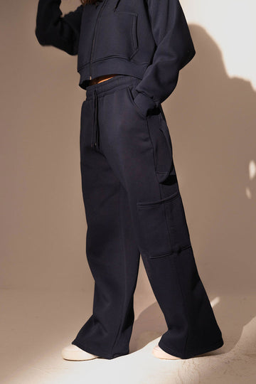 Navy Wide leg Sweat Pants