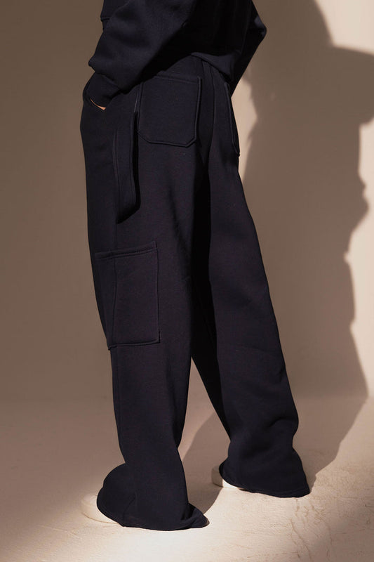 Navy Wide leg Sweat Pants