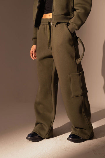 Olive Wide leg Sweat Pants