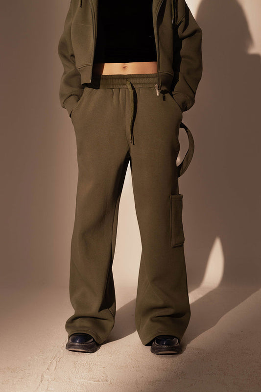 Olive Wide leg Sweat Pants