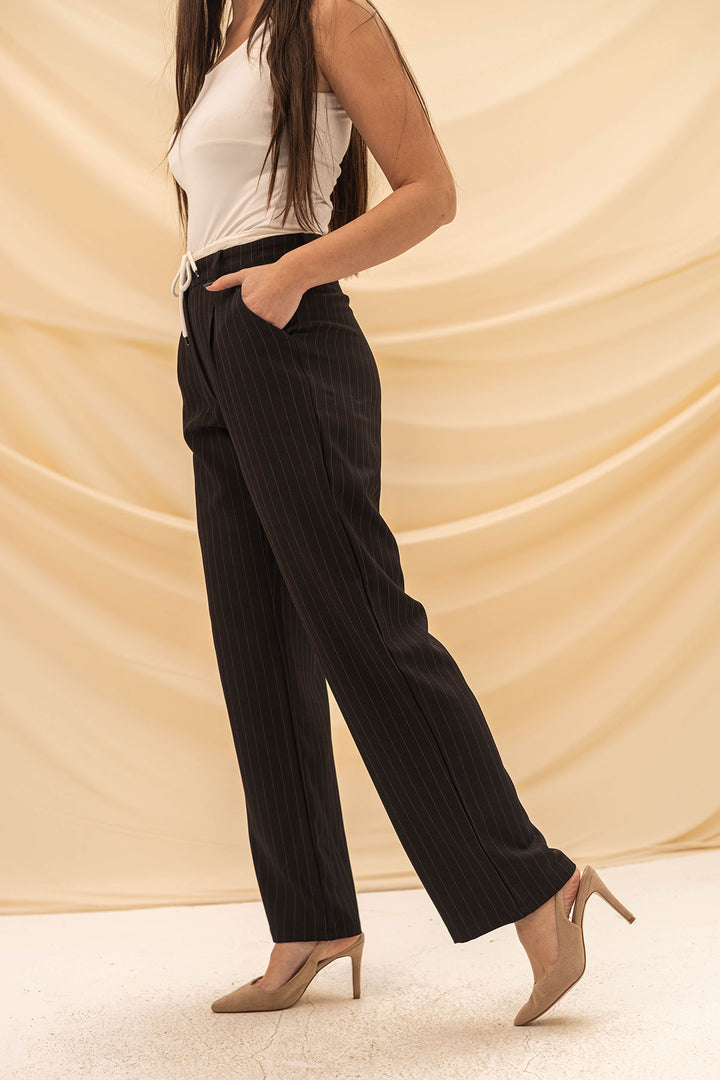 Black Wide Leg Tied Pants